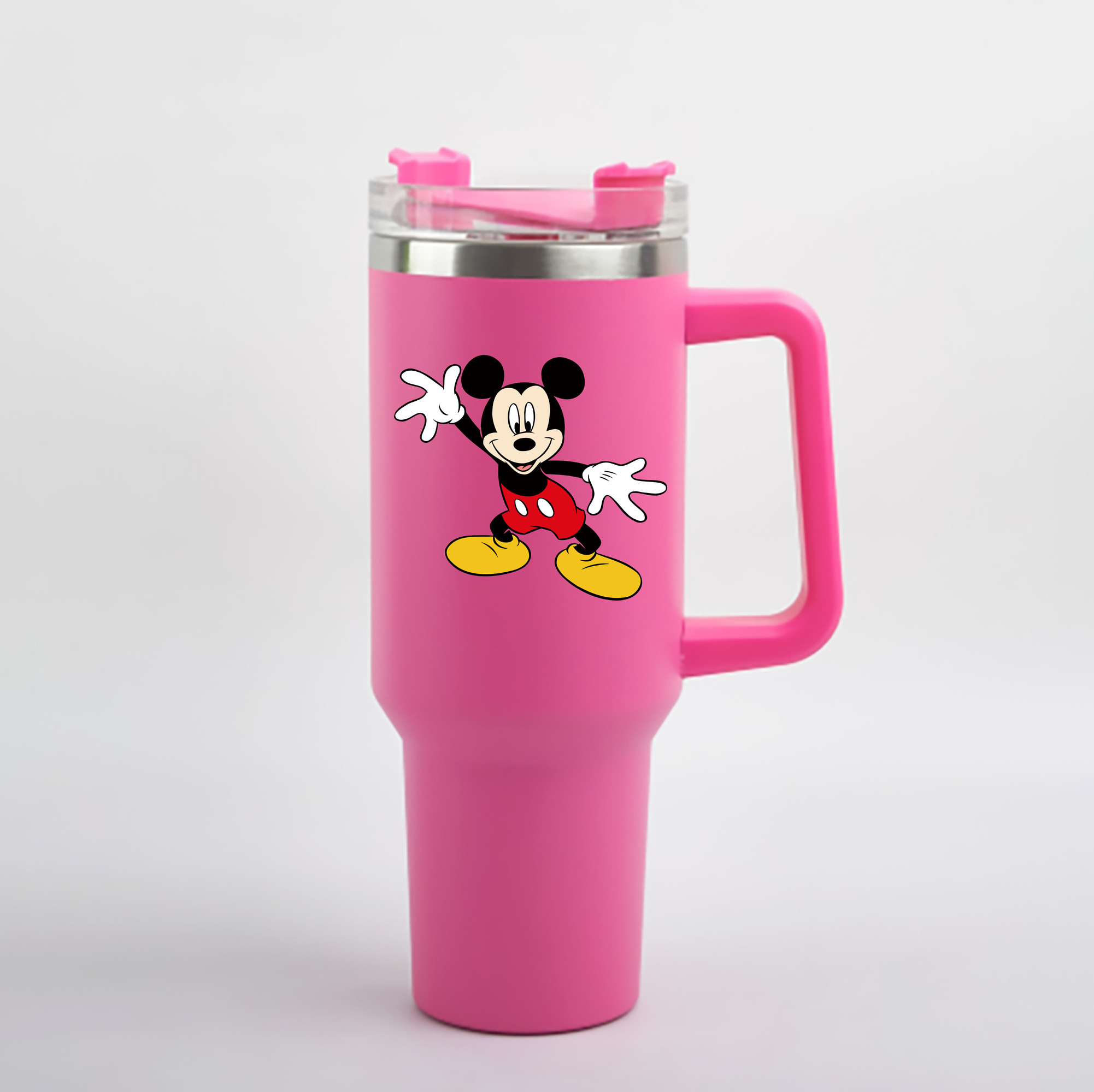 （画像用） ミッキーマウス Mickey Mouse 1200mL車用タンブラー - クリスタルステッカー（プラスチックストロー付き）